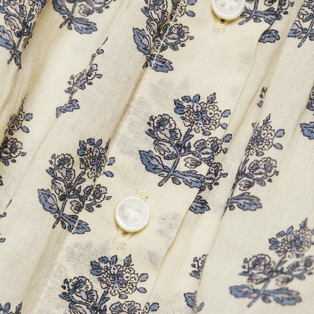 DÔEN Women's Jiana Floral Cotton Blouse - Ivory Meadow Sweet Floral - Size M - Picture 3 of 9